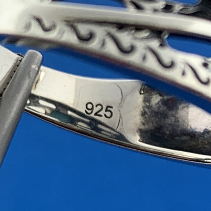 Designer DK Sterling Silver 925 Cabochon Square Blue Turquoise Ring Size 10