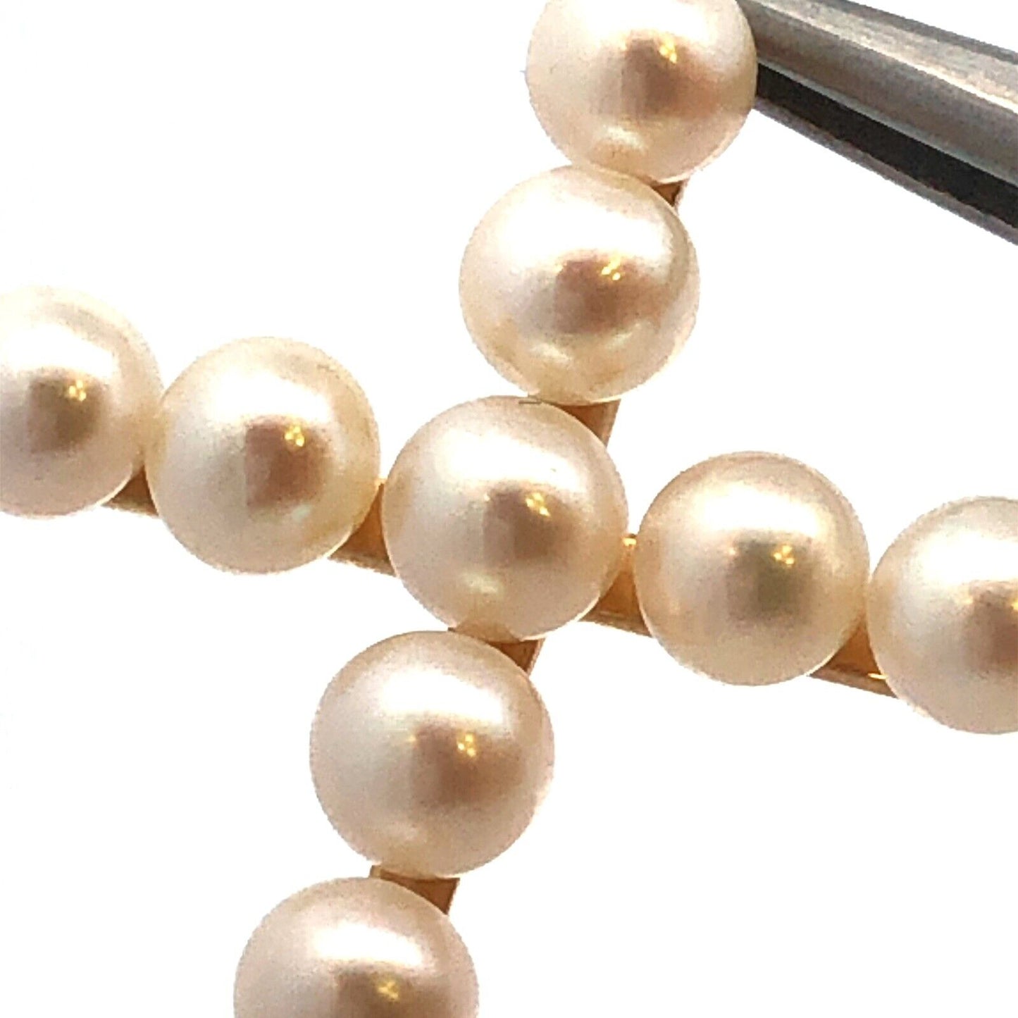 Designer 14K Yellow Gold Round White Pearl Cross Pendant