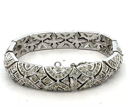 Sparkling Silver Tone Cubic Zirconia CZ Statement Tennis Bracelet