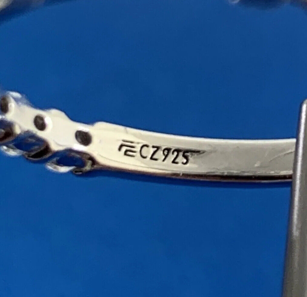 Diamonique Cubic Zirconia 925 Sterling Silver Wedding Bridal Rings Set