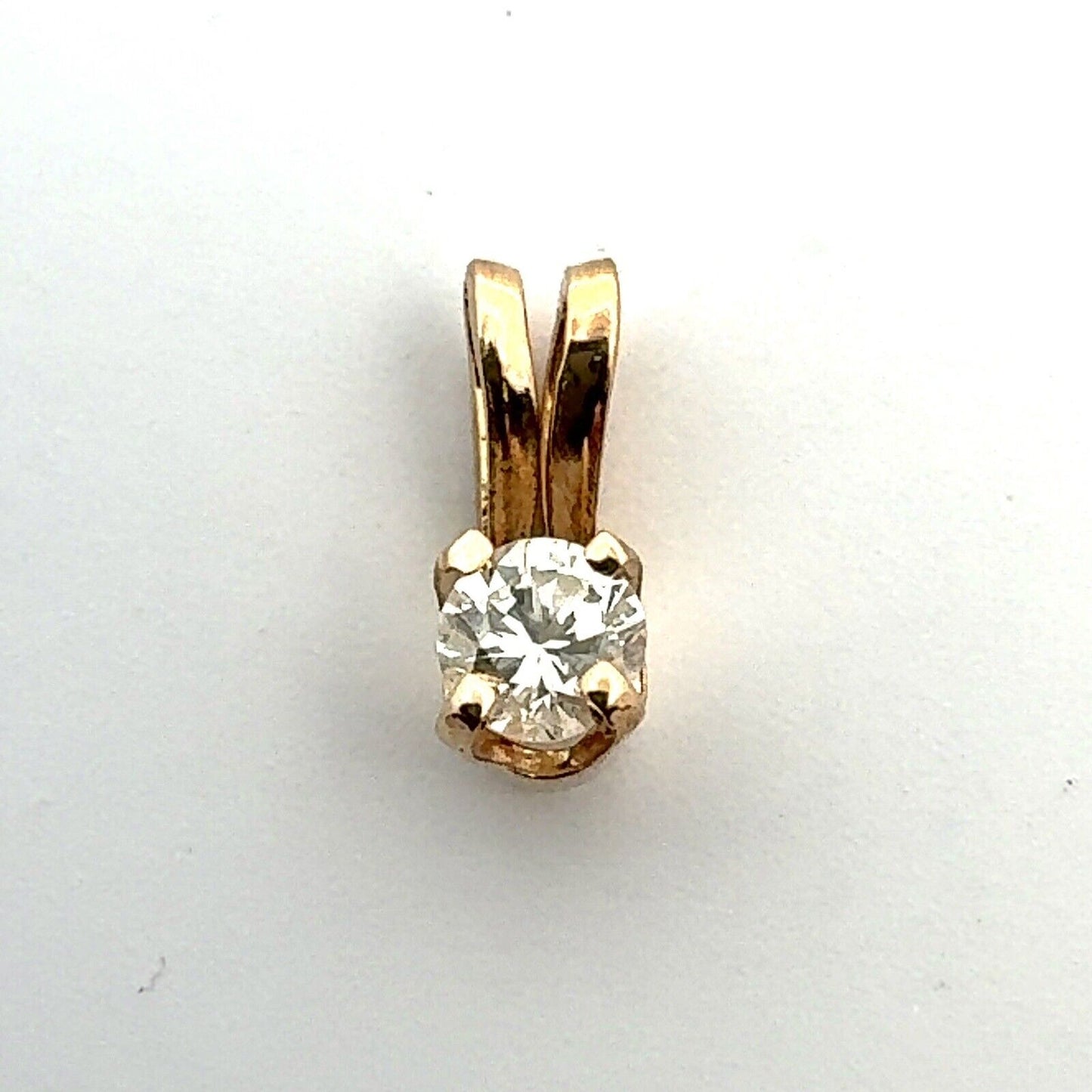 Classic 14K Yellow Gold Round Diamond Solitaire Pendant