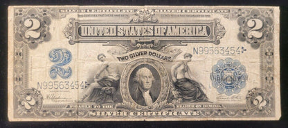 1899 $2 Blue Seal "Mini-Porthole" Speelman/White Silver Certificate Bank Note