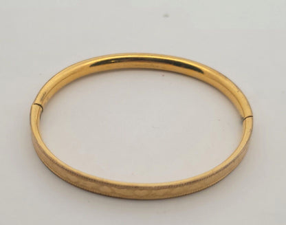 Vintage 12K Yellow Gold Filled Engraved Floral Heart Child Bangle Bracelet