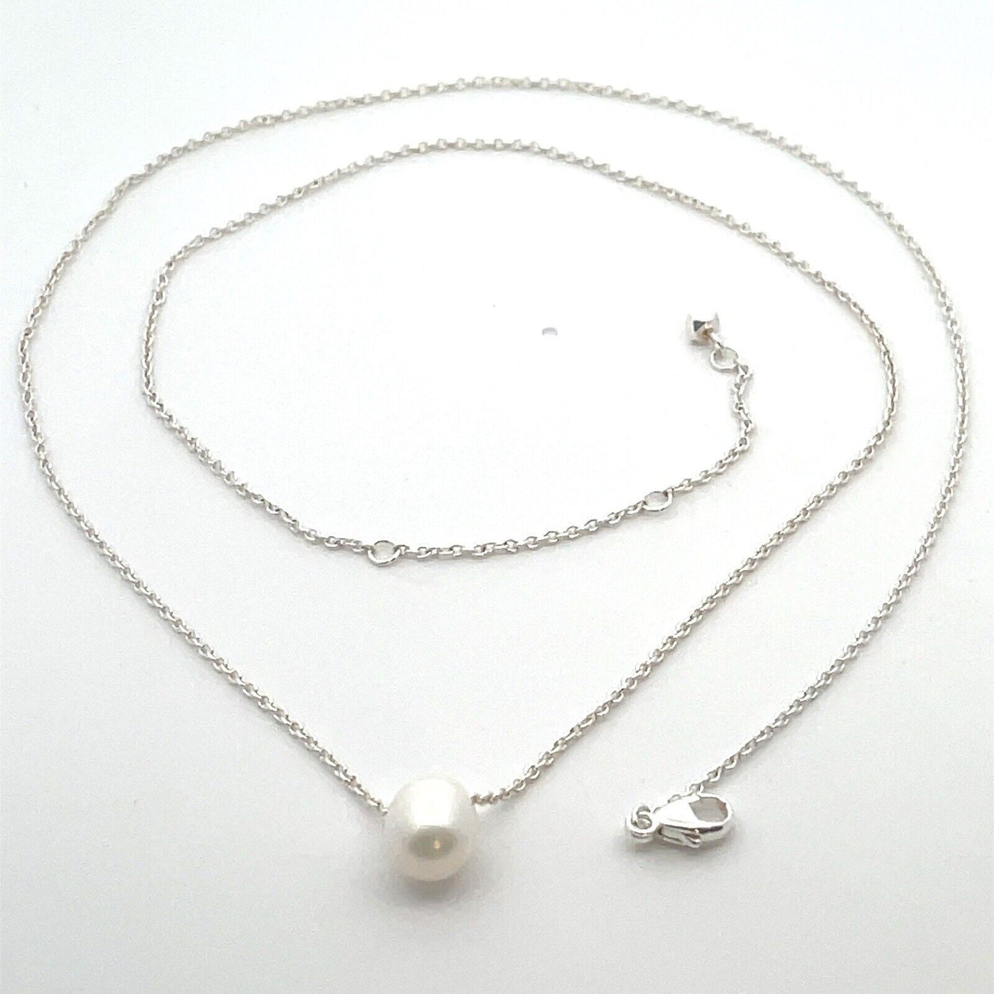 Sterling Silver Pearl Pendant Anniversary Chain Necklace