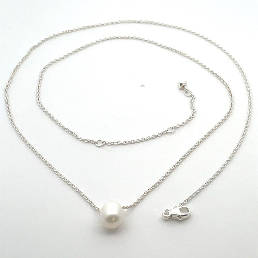 Sterling Silver Pearl Pendant Anniversary Chain Necklace