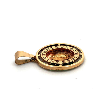 Designer AVI 14K Yellow Gold Round White Red Green CZ Guadeloupe Oval Pendant