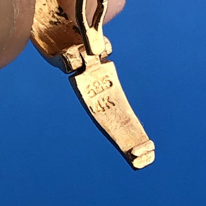 Vintage Designer 14k Yellow Gold 585 Teardrop Pearl Estate Pendant