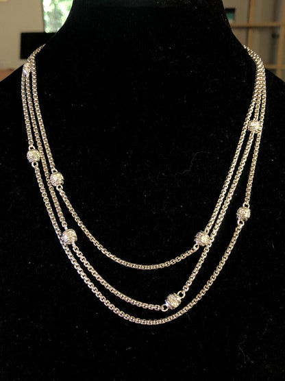 Designer Judith Ripka 925 Sterling Silver Cubic Zirconia Layering Chain Necklace