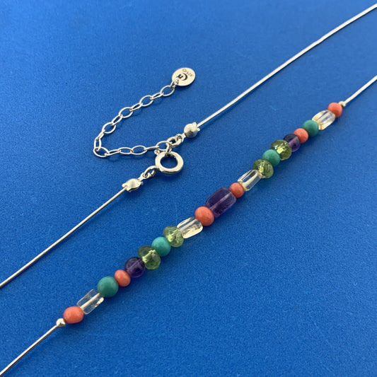 Carolyn Pollack Sterling Silver 925 Liquid Silver Gemstone 17" Strand Necklace