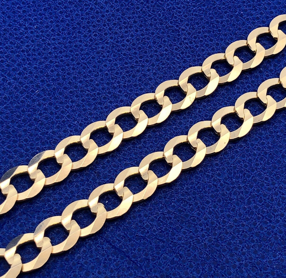Designer RCI 10K Yellow Gold Curb Link 22" 7 mm Chain Necklace
