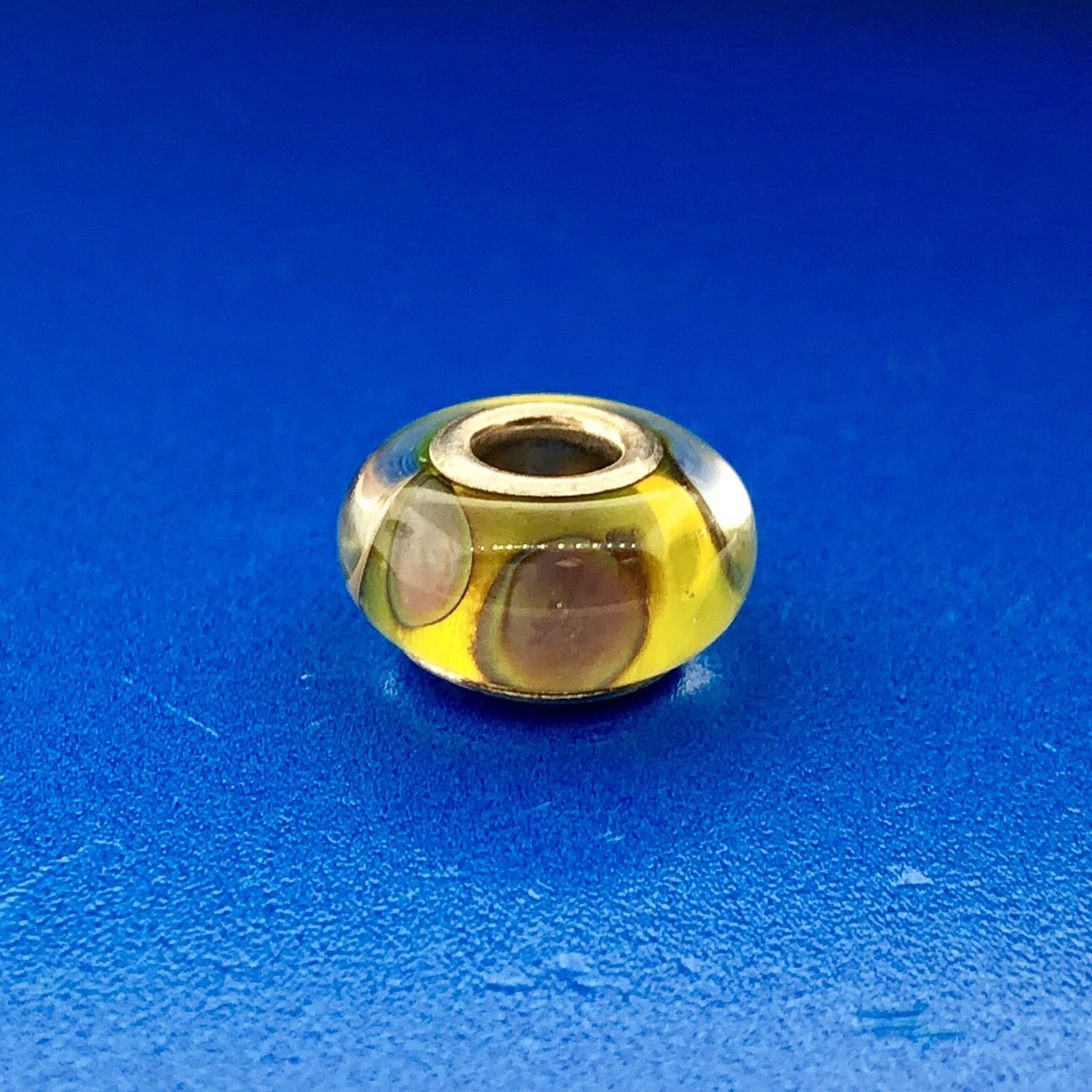 Authentic Chamilia Murano Glass Spotted Yellow Sterling Silver 925 Bead Charm