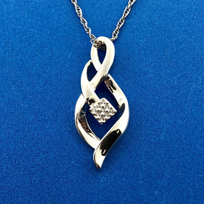 Designer 925 Sterling Silver Diamond Infinity Eternity Anniversary Necklace