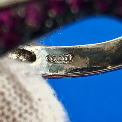 Unusual 925 Sterling Silver Ruby Emerald Gila Monster Lizard Statement Ring