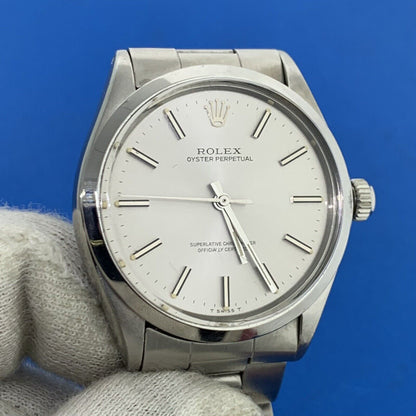 Rolex Stainless Steel Oyster Perpetual 1002 34MM  Silver dial