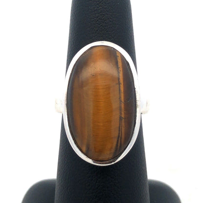 Designer 925 Sterling Silver Oval Tiger's Eye Cabochon Statement Ring