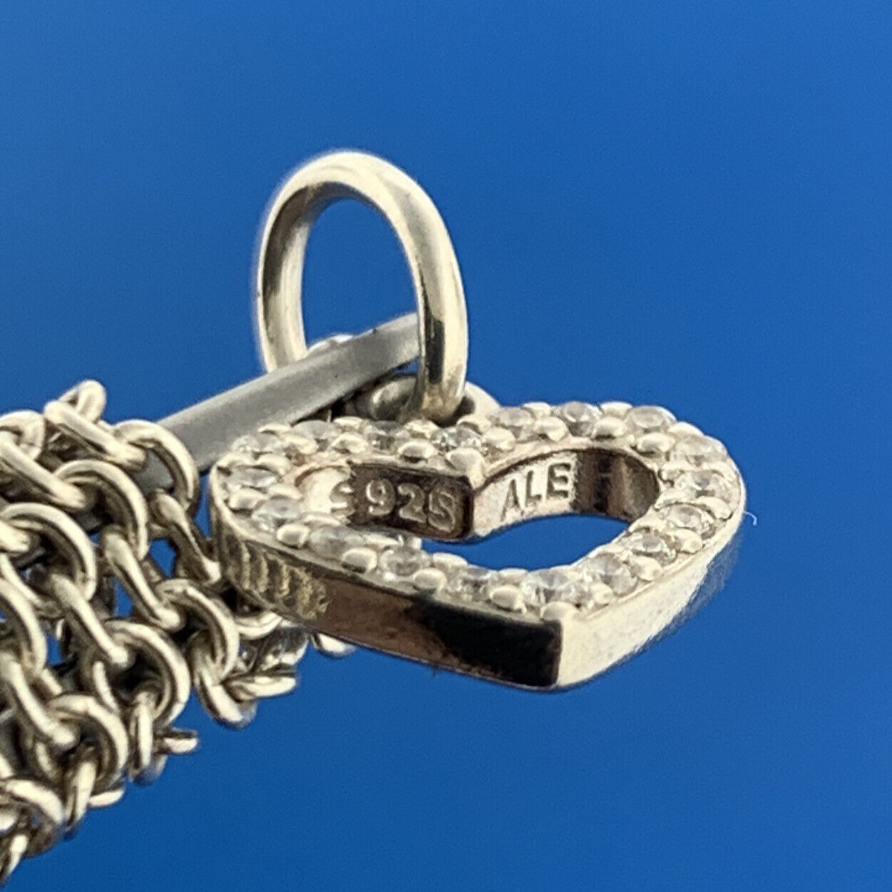 Authentic PANDORA  ALE Sterling Silver Cubic Zirconia Sparkling Heart Necklace