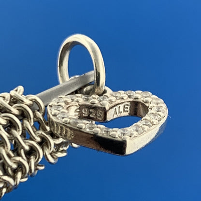 Authentic PANDORA  ALE Sterling Silver Cubic Zirconia Sparkling Heart Necklace