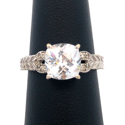 Designer 14K White Gold Cubic Zirconia CZ Engagement Wedding Bridal Ring