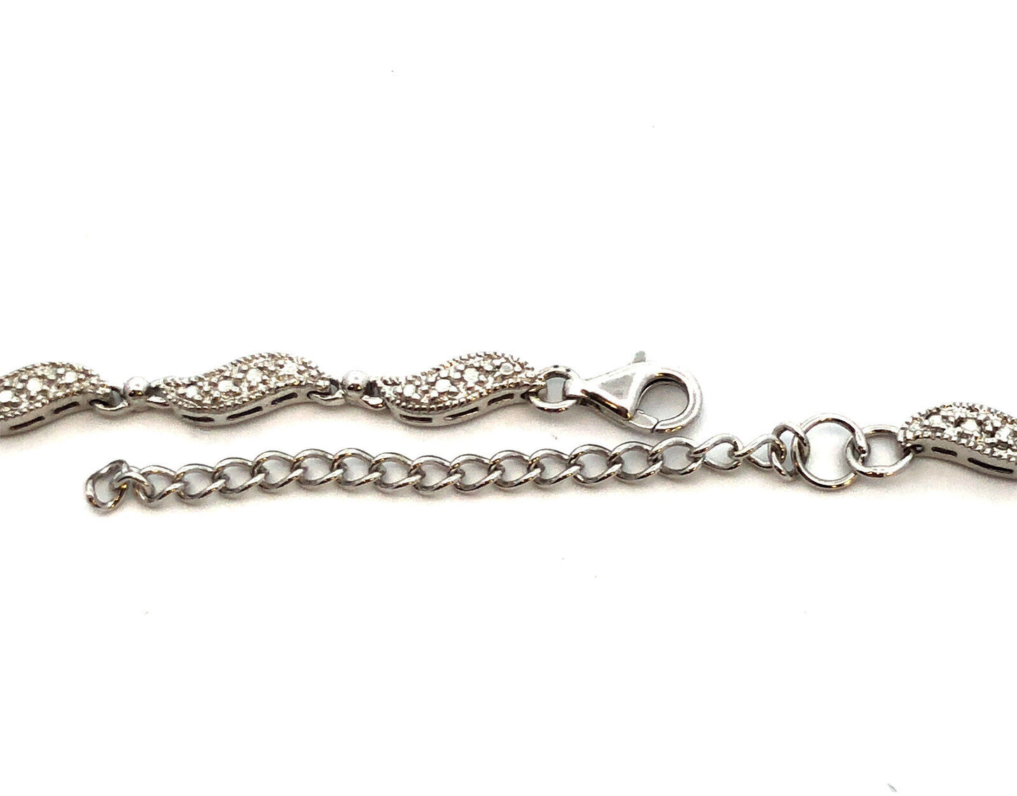 Blue and White Cubic Zirconia 925 Sterling Silver Flower Stations Necklace