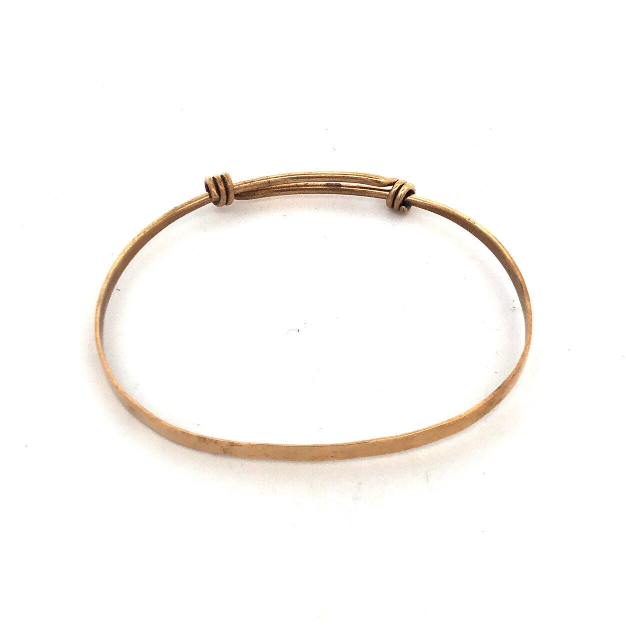 Vintage Brass Gold Tone Thin Stackable Bangle Adjustable Tension Bracelet