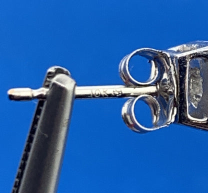 Designer 14K White Gold Diamond Solitaire With Halo Accented Stud Earrings