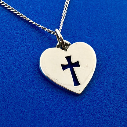 James Avery 925 Sterling Silver Crosslet Heart Religious Charm Pendant Necklace