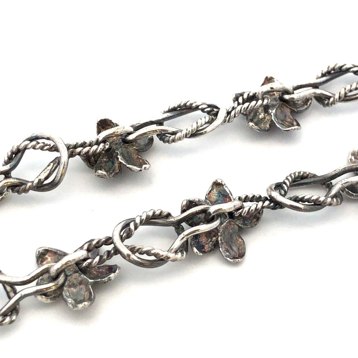 Vintage 925 Sterling Silver Plumeria Flower Floral Hawaiian Tropical Bracelet