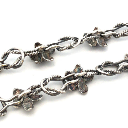 Vintage 925 Sterling Silver Plumeria Flower Floral Hawaiian Tropical Bracelet