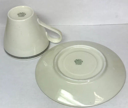 Elegant Richard Ginori Italy Black Gold China Demitasse Cup And Saucer Set