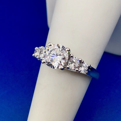 Gorgeous Sterling Silver Cubic Zirconia CZ Solitaire W/Accents Engagement Ring