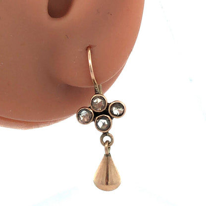 Designer Jane Diaz 10K Yellow Gold Champagne Diamond Drop Dangle Hook Earrings