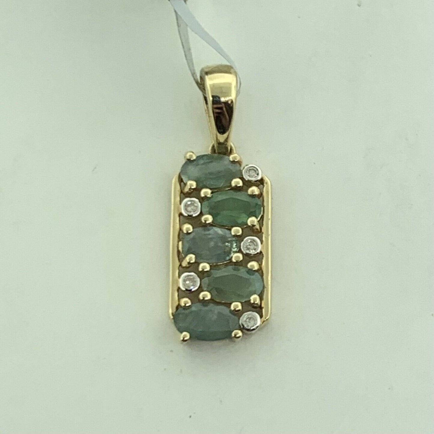 9K Yellow Gold Gemstone Diamond Accented NWT Pendant