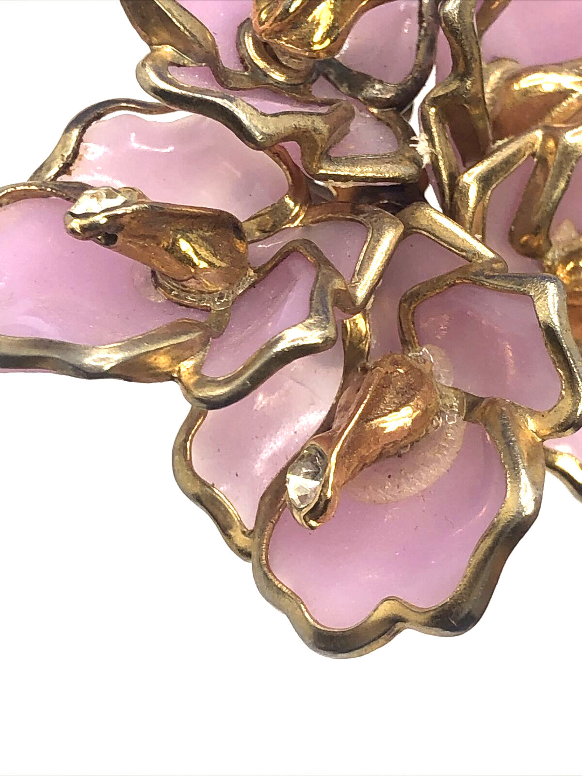 Mid Century Purple Lucite Large Flower Rhinestone Statement Clip-on Earrings