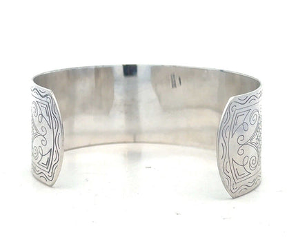 New Orleans Silversmiths Sterling Silver Etched Engravable Open Cuff Bracelet