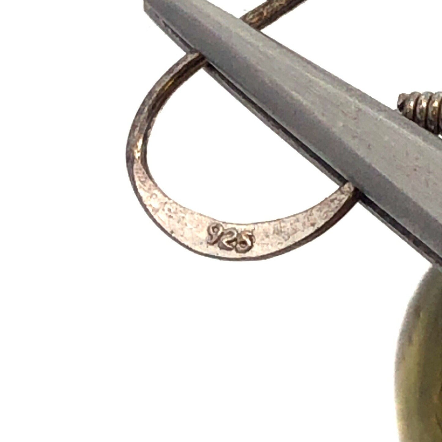 Estate 925 Sterling Silver Round Lime Green Dichroic Glass Hook Dangle Earrings