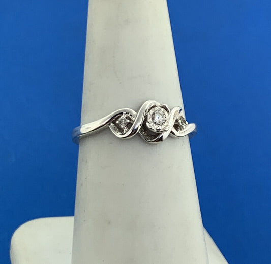 Designer 925 Sterling Silver Diamond Trio Promise Engagement Ring