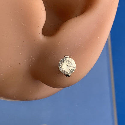 Designer 14K White Gold Cubic Zirconia CZ Solitaire Stud Earrings