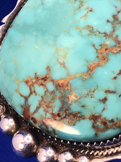 Harold Becenti Navajo 925 Sterling Silver Pear Turquoise Statement Pendant