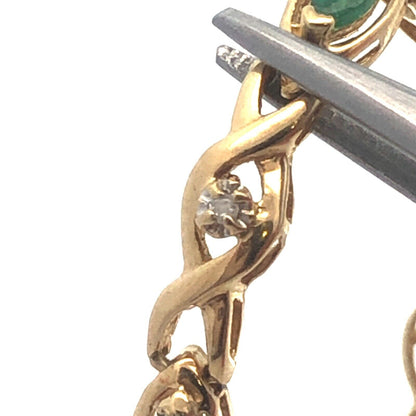10K Yellow Gold Marquise Emerald Round Diamond X&O Tennis Bracelet