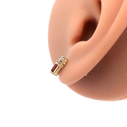 Designer 10K Yellow Gold Lab Created Ruby Diamond Accent January  Stud Earrings