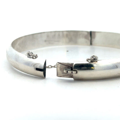 Estate 925 Sterling Silver Polished Hinged Cuff Bangle Bracelet