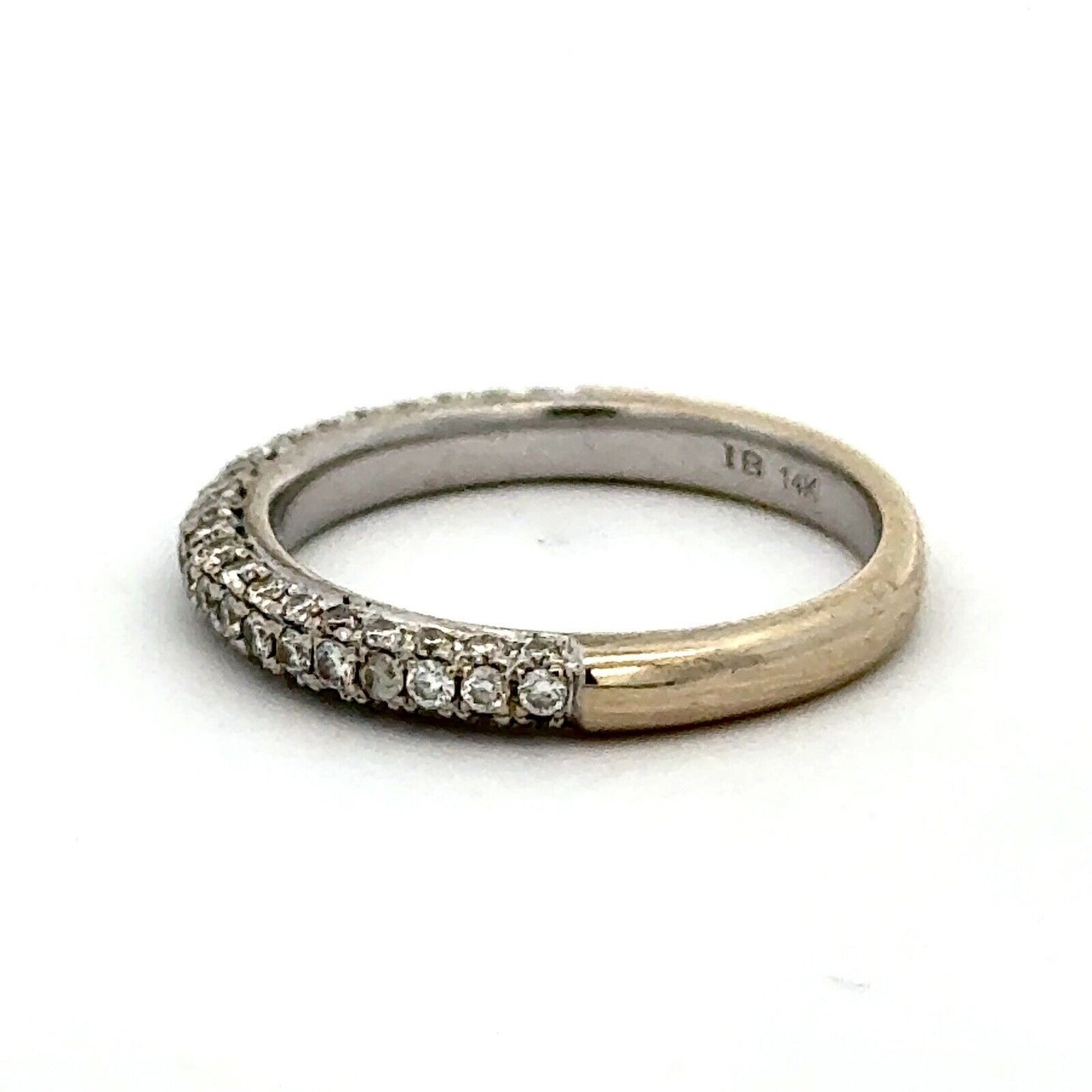 Designer IB 14K White Gold 3 Row Pave Diamond Wedding Anniversary Band Ring