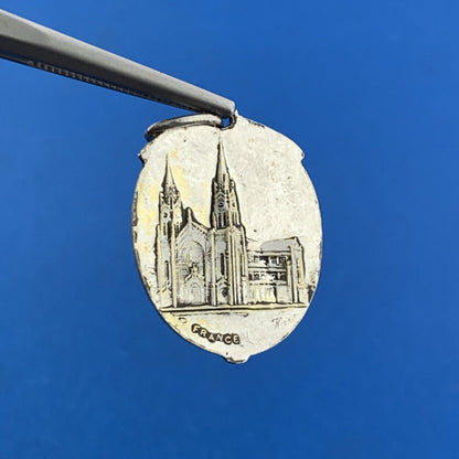 Stunning Silver Toned Saint Anne France Notre Dame Religious Dangle Pendant