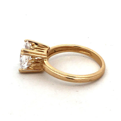 Diamonique 14K Yellow Gold Princess Cut Cubic Zirconia CZ Engagement Ring