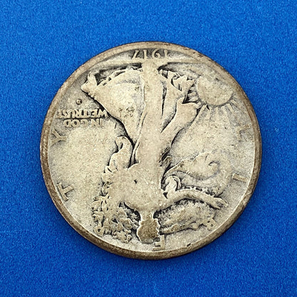 1917 D Obverse Walking Liberty Silver Half Dollar 50c Key Date Denver Coin