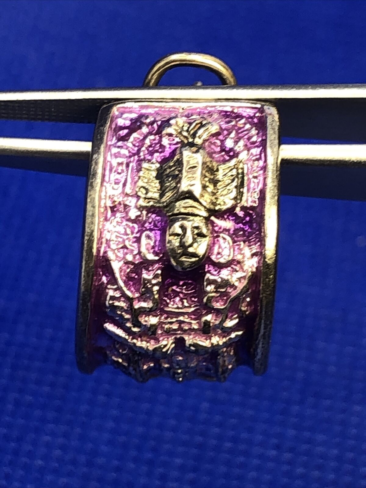 Native Tribal Gods 925 Sterling Silver Purple Enamel Half Hoop Stud Earrings