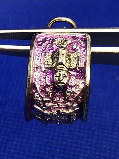 Native Tribal Gods 925 Sterling Silver Purple Enamel Half Hoop Stud Earrings