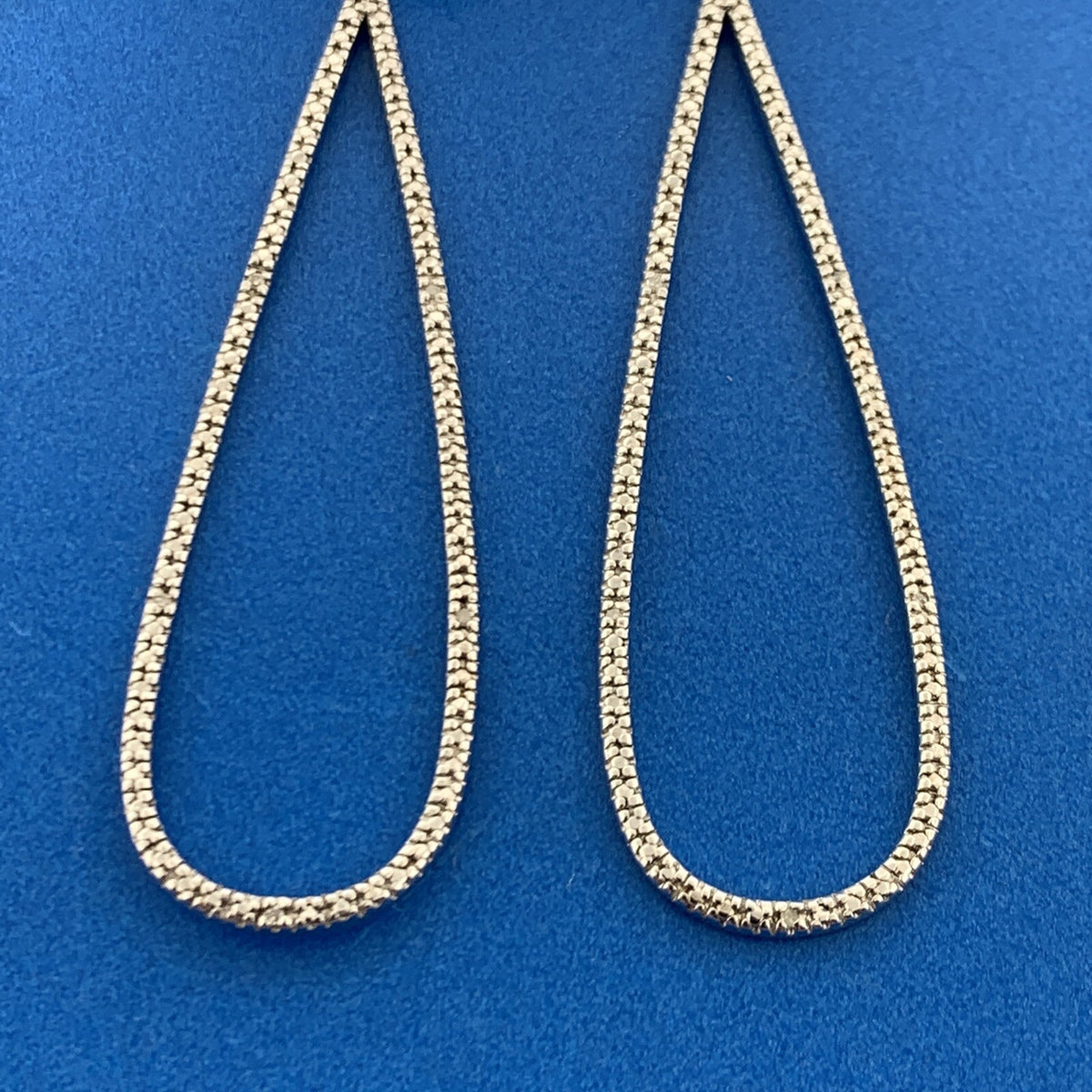 Designer 925 Sterling Silver Diamond Accented Elongated Hoop Earrings