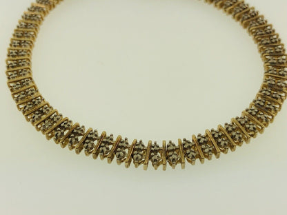 Vintage Sterling Silver 925 Vermeil Diamond Illusion Link Tennis Bracelet S184