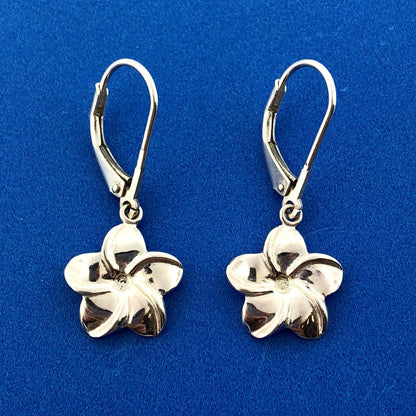 Jacmel Mauritius JCM Sterling Silver Flower Peony Plumeria Drop Dangle Earrings